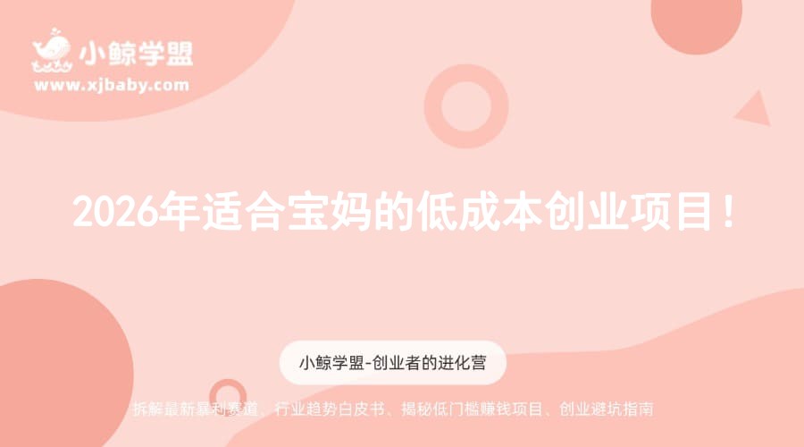 2026年适合宝妈的低成本创业项目！